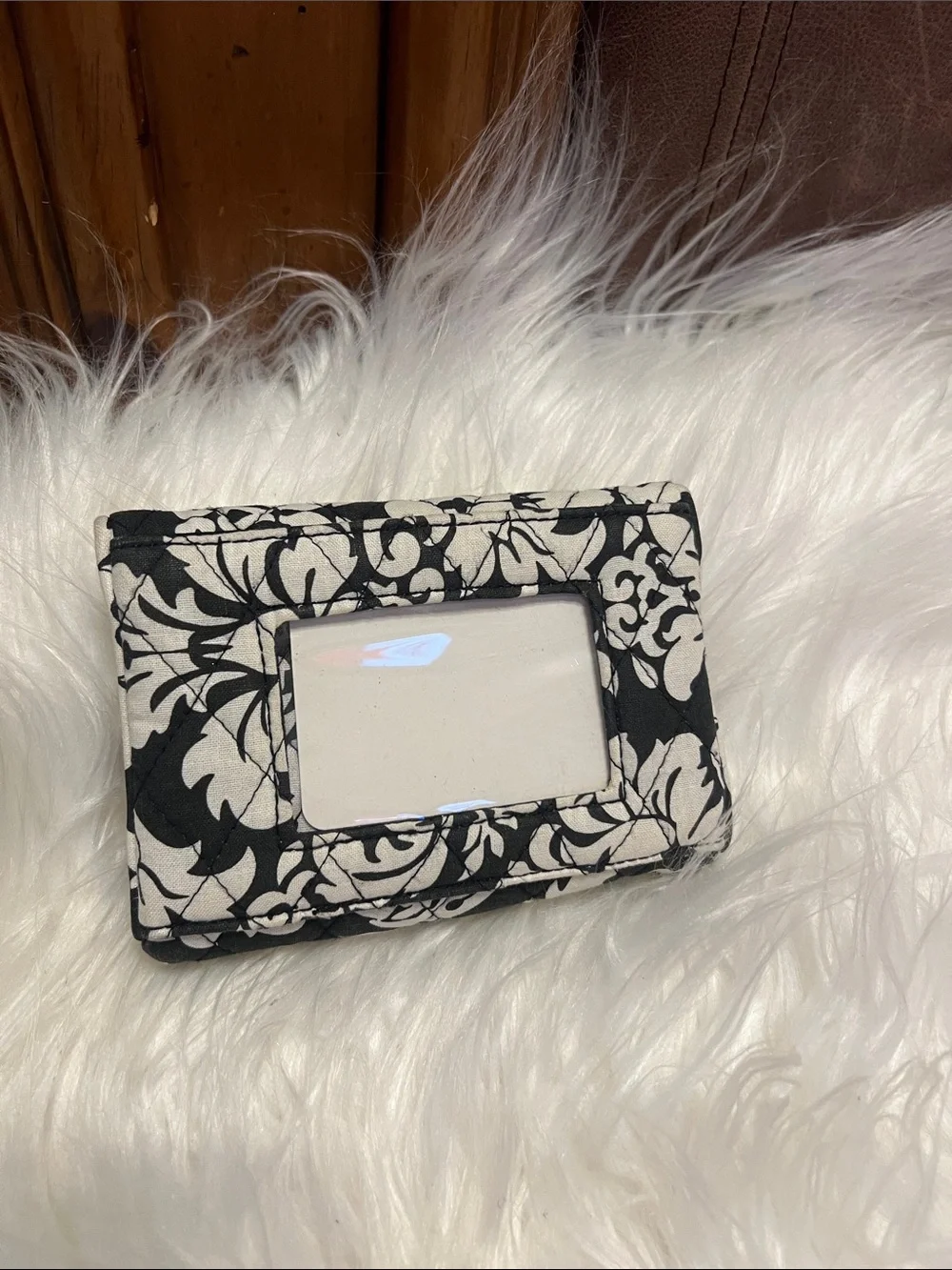 Quilted Black & Cream Floral Fold-Over Crossbody Bag